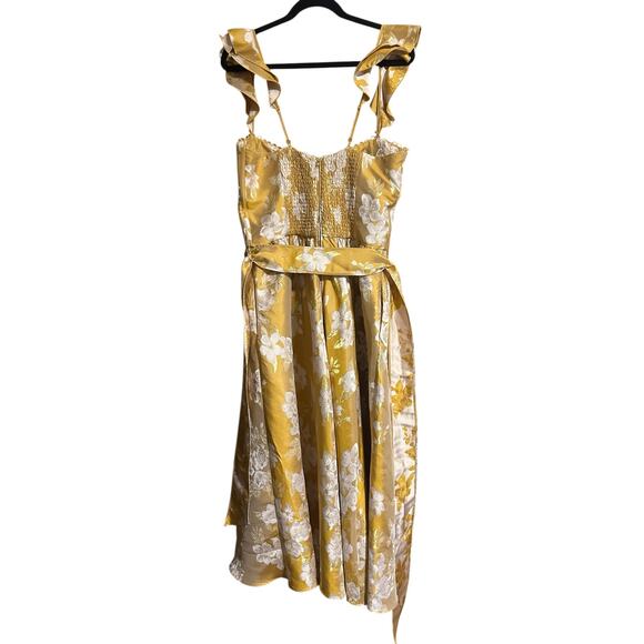V. Chapman Gold Floral Midi Dress - Picture 15 of 16